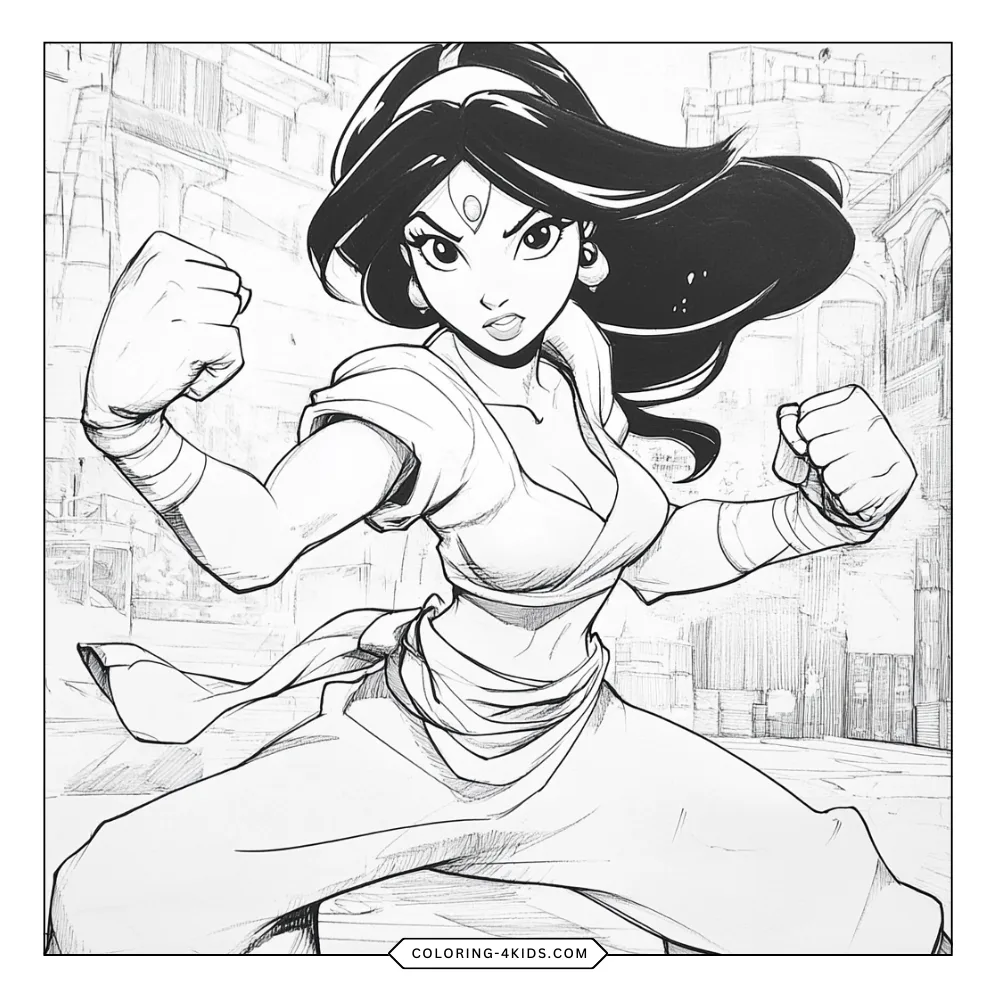 Aladdin & Jasmine coloring book preview page 1