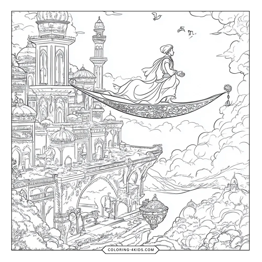 Aladdin & Jasmine coloring book preview page 3