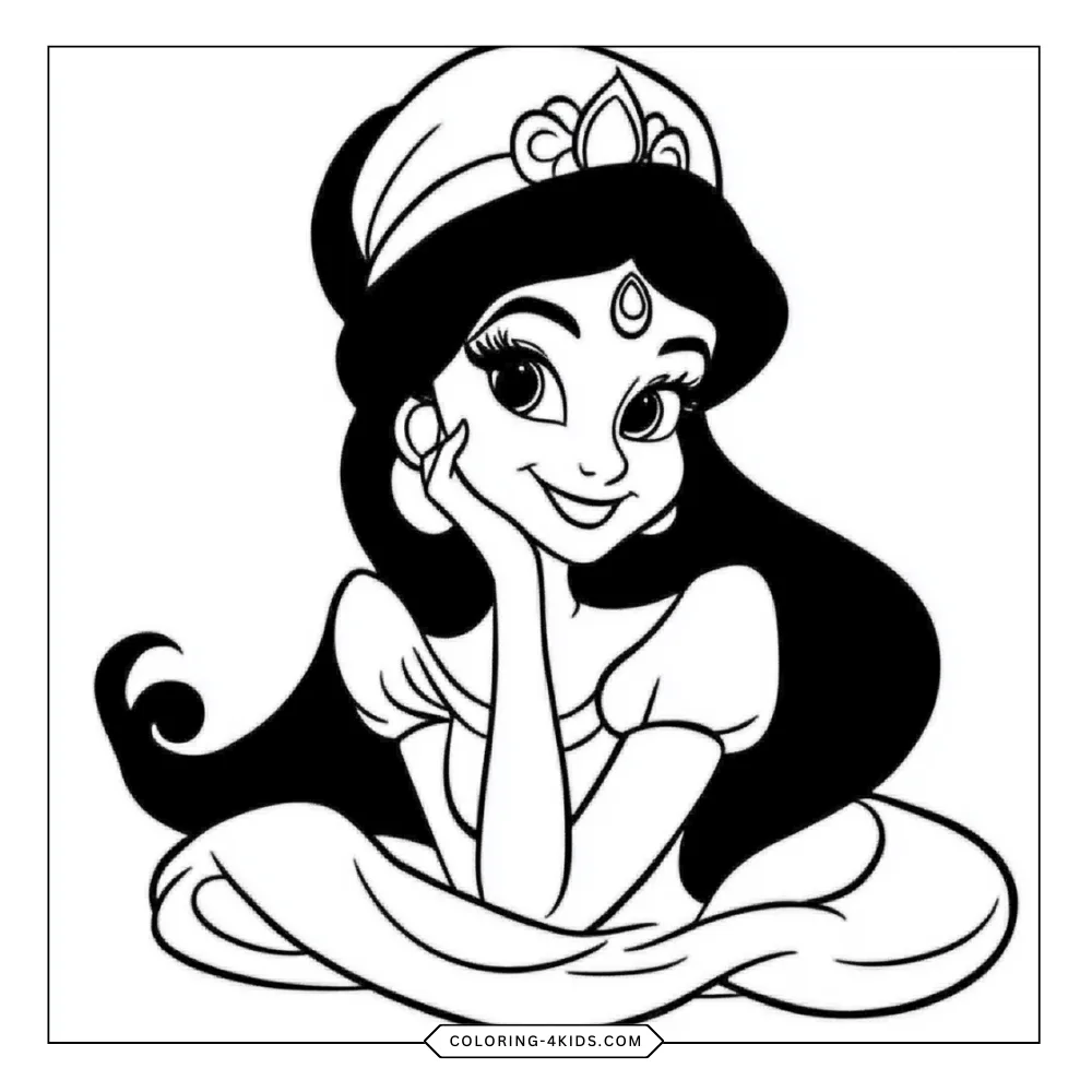 Aladdin & Jasmine coloring book preview page 4