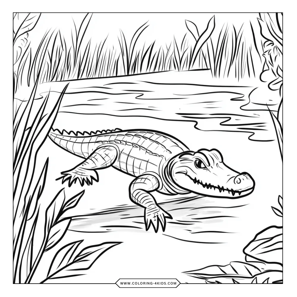 Alligator coloring book preview page 2