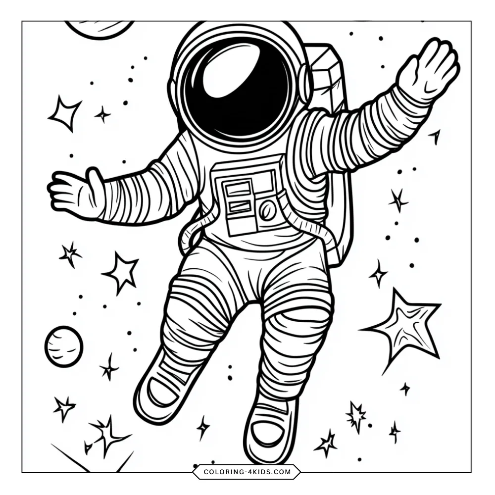 Astronaut coloring book preview page 2
