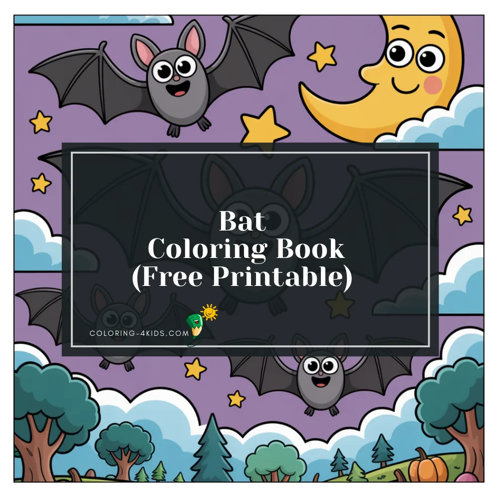 Bat coloring book cover — free printable PDF