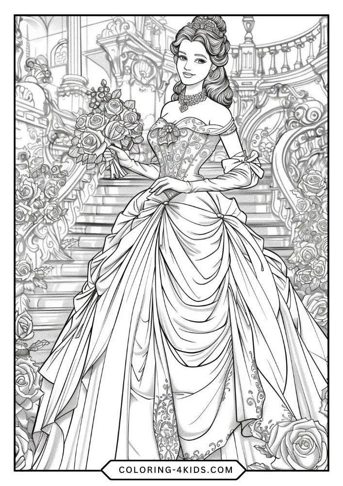 Beauty and the Beast coloring book preview page 3