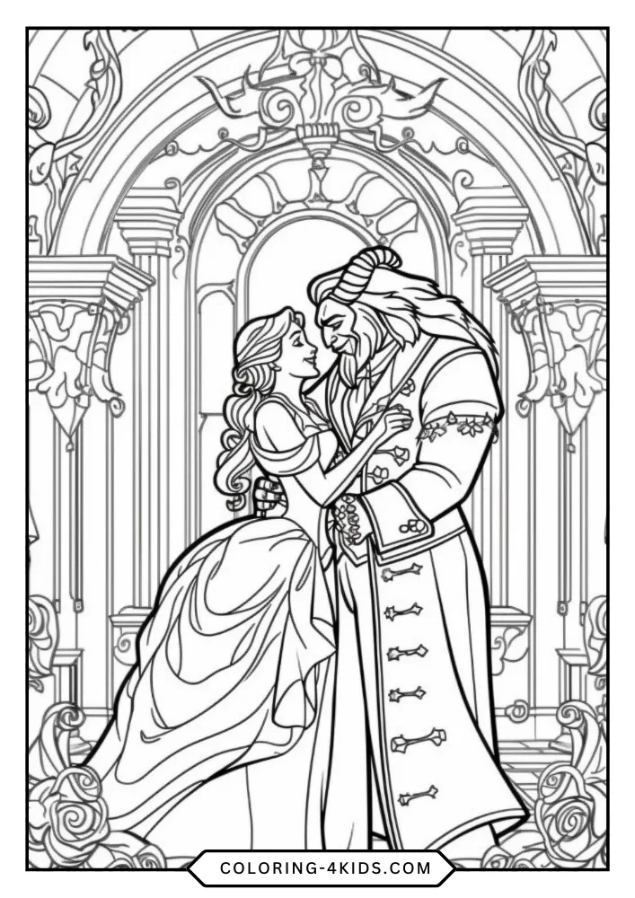 Beauty and the Beast coloring book preview page 4
