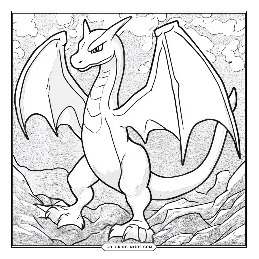 Charizard coloring book preview page 1