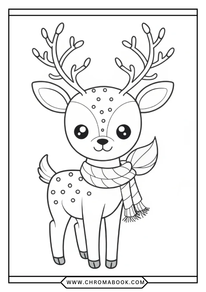 Cute Deer coloring book preview page 1