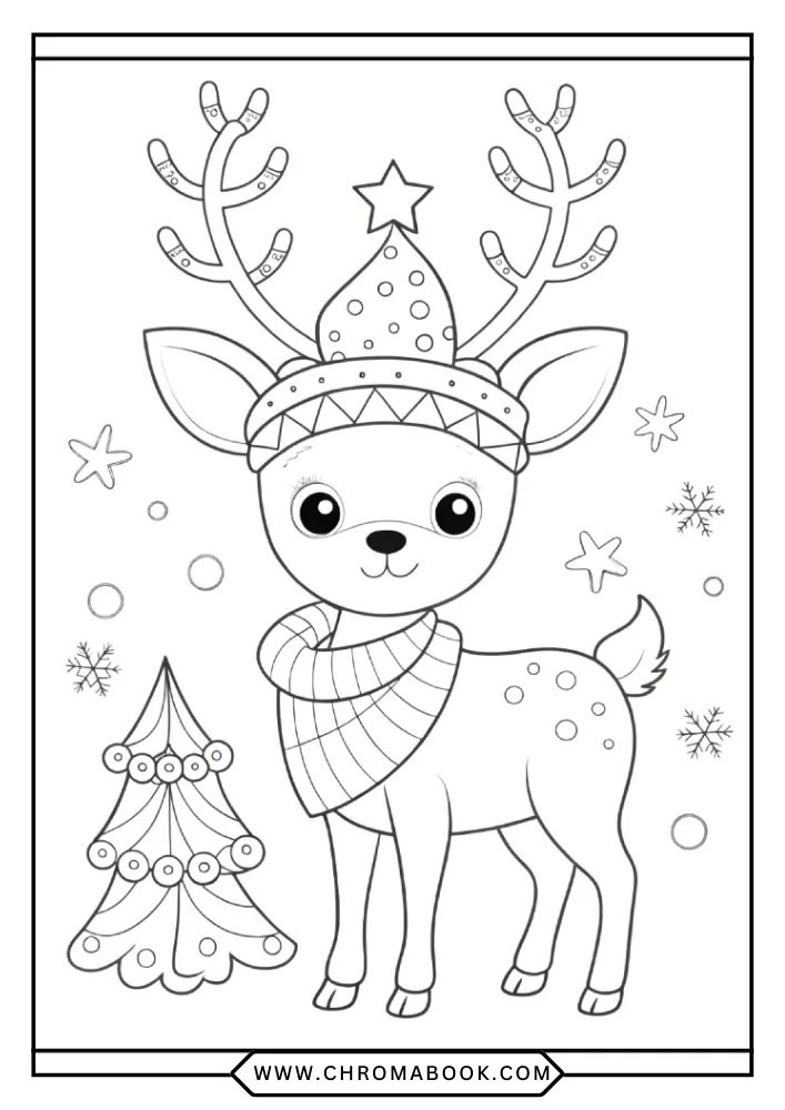 Cute Deer coloring book preview page 2