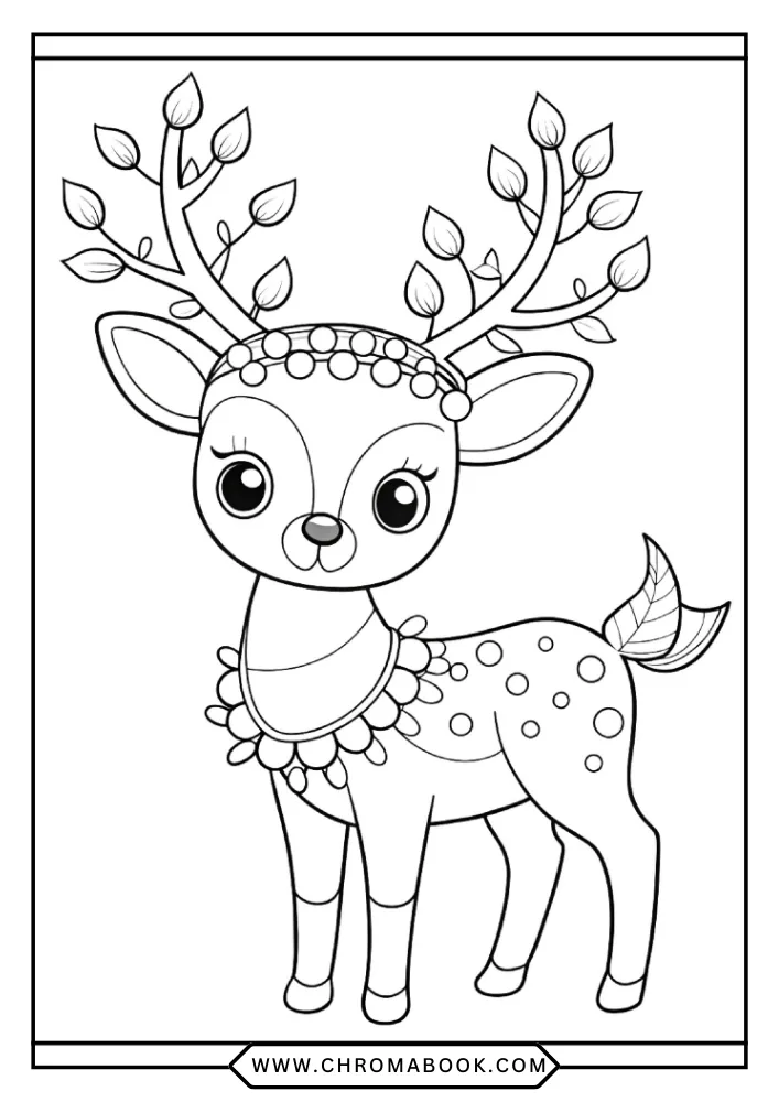 Cute Deer coloring book preview page 3