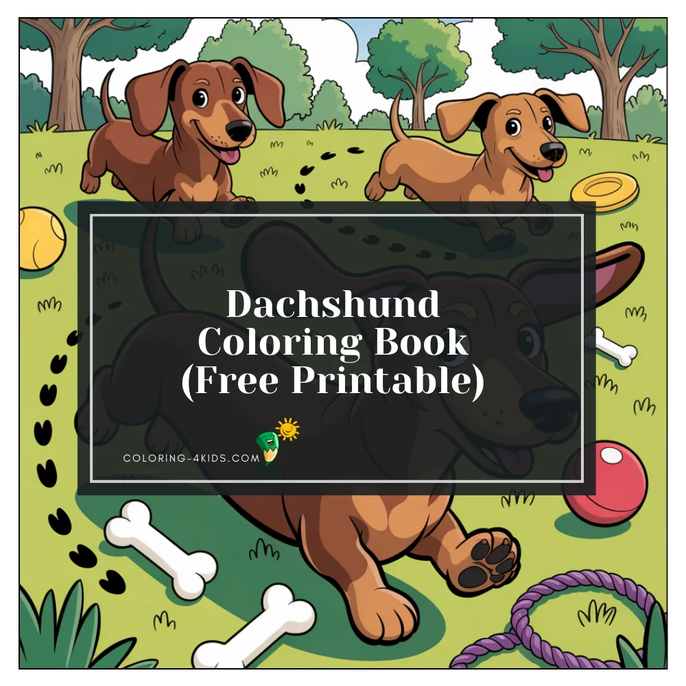 Dachshund coloring book cover — free printable PDF