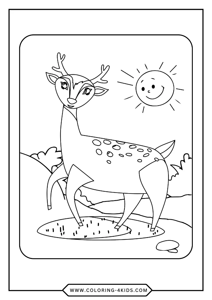 Deer coloring book preview page 1