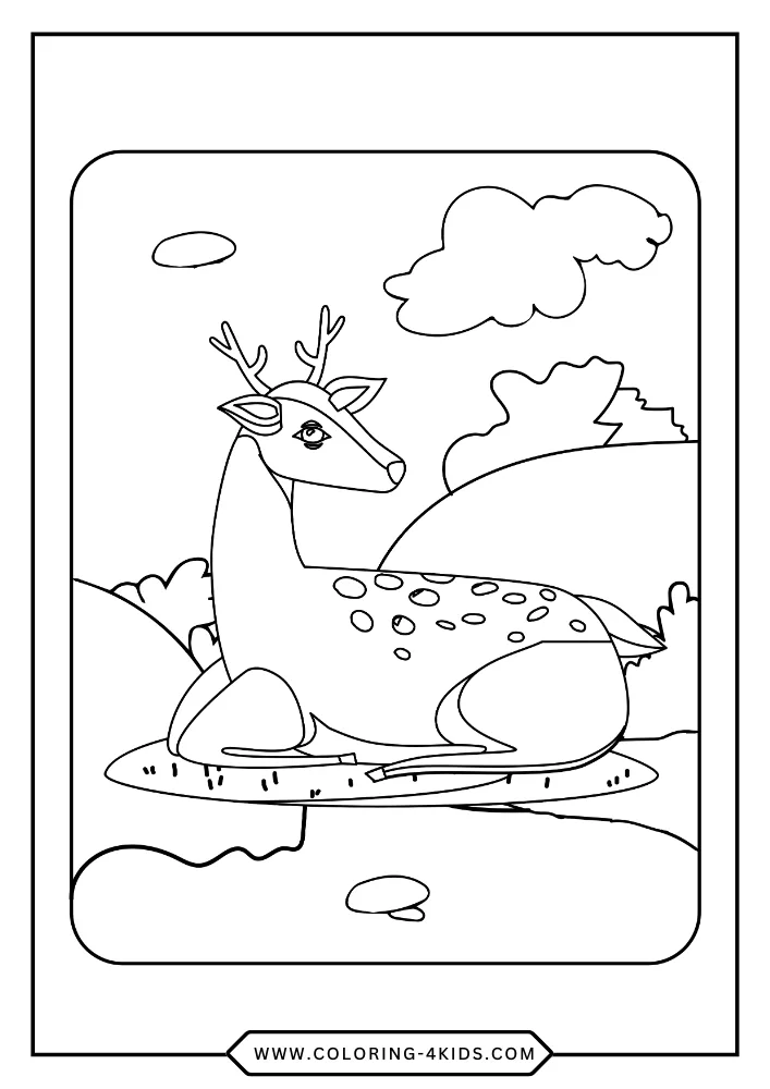 Deer coloring book preview page 2