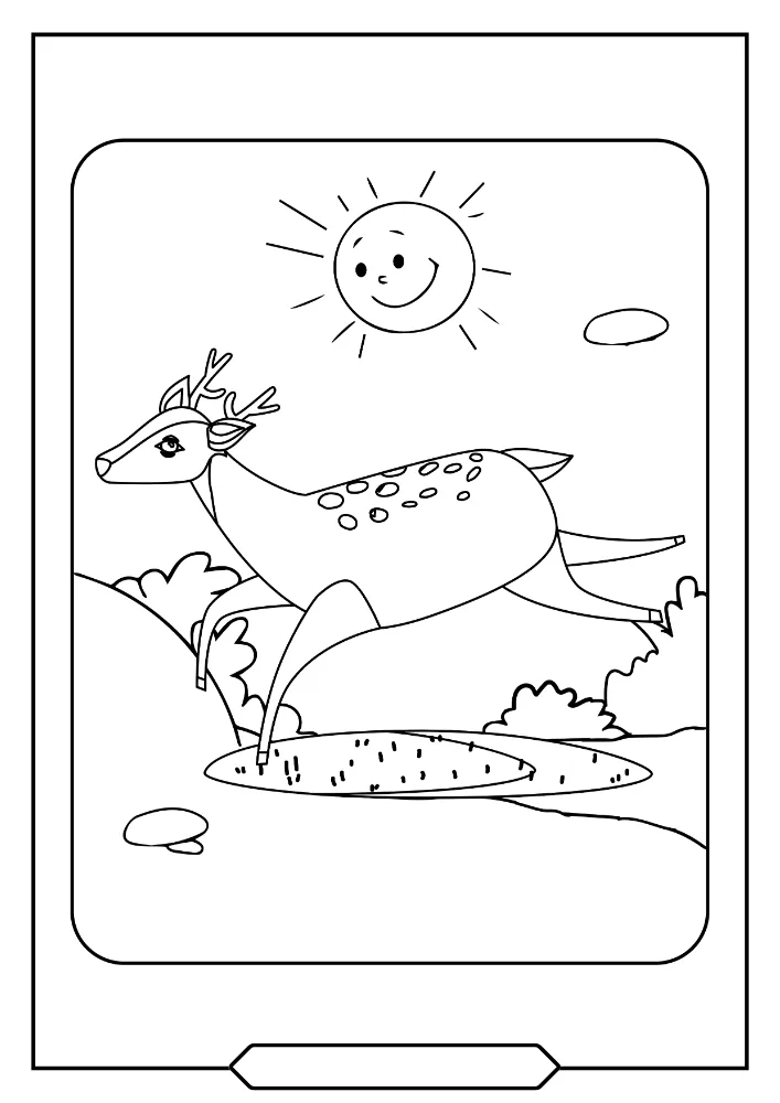 Deer coloring book preview page 3