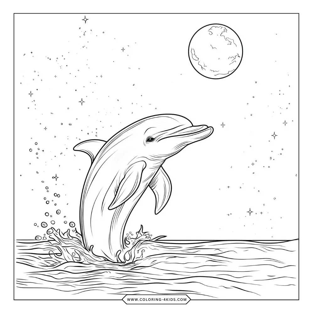 Dolphin coloring book preview page 1