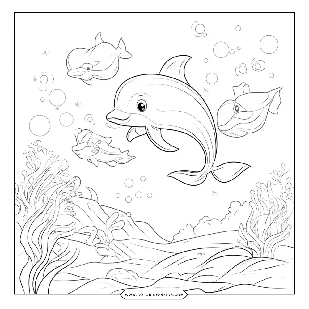 Dolphin coloring book preview page 2