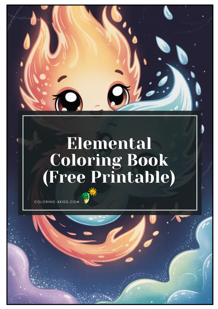 Elemental coloring book cover — free printable PDF