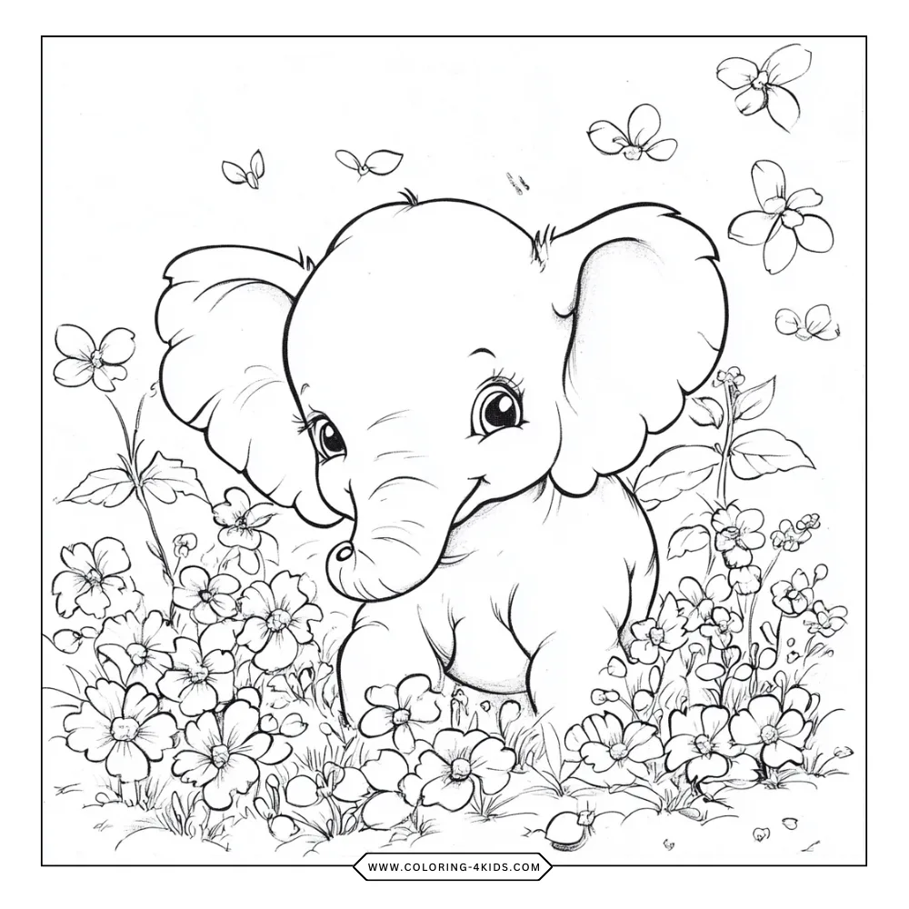 Elephants coloring book preview page 2