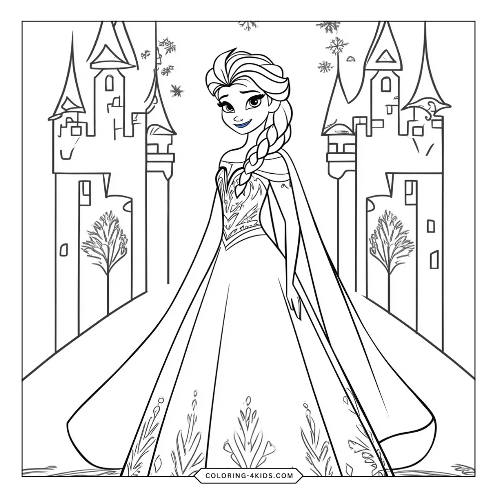 Elsa (Frozen) coloring book preview page 3