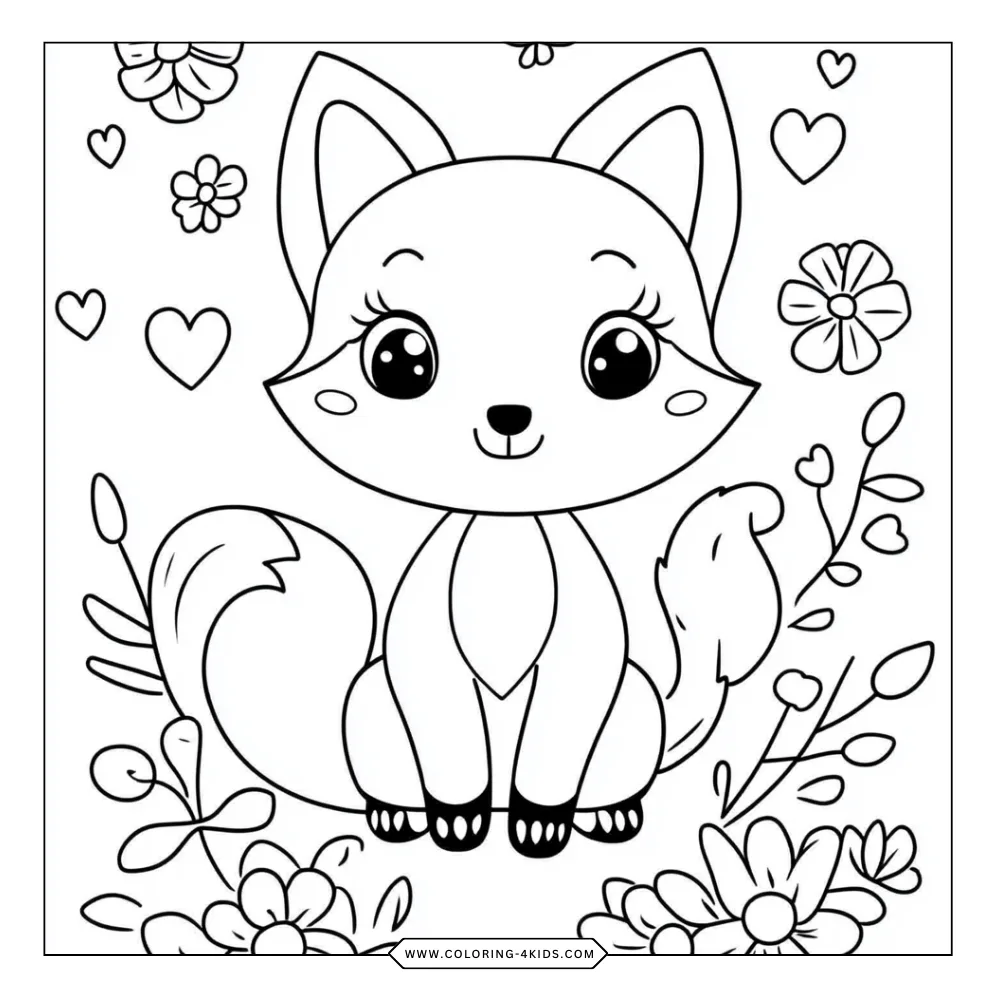 Fox coloring book preview page 1