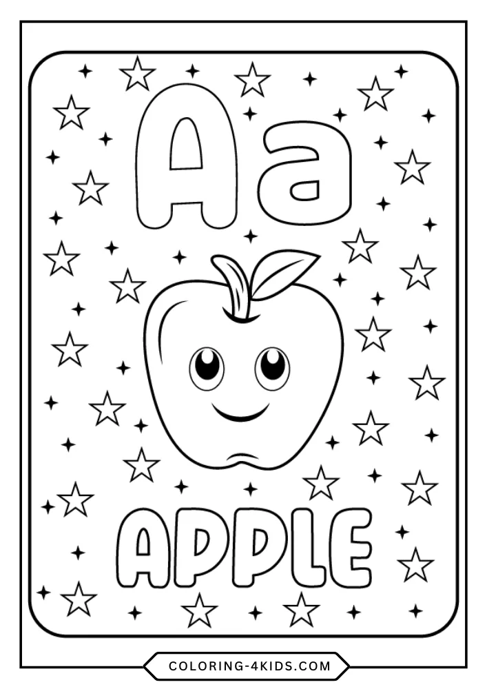 Fruit Alphabet ABC coloring book preview page 1