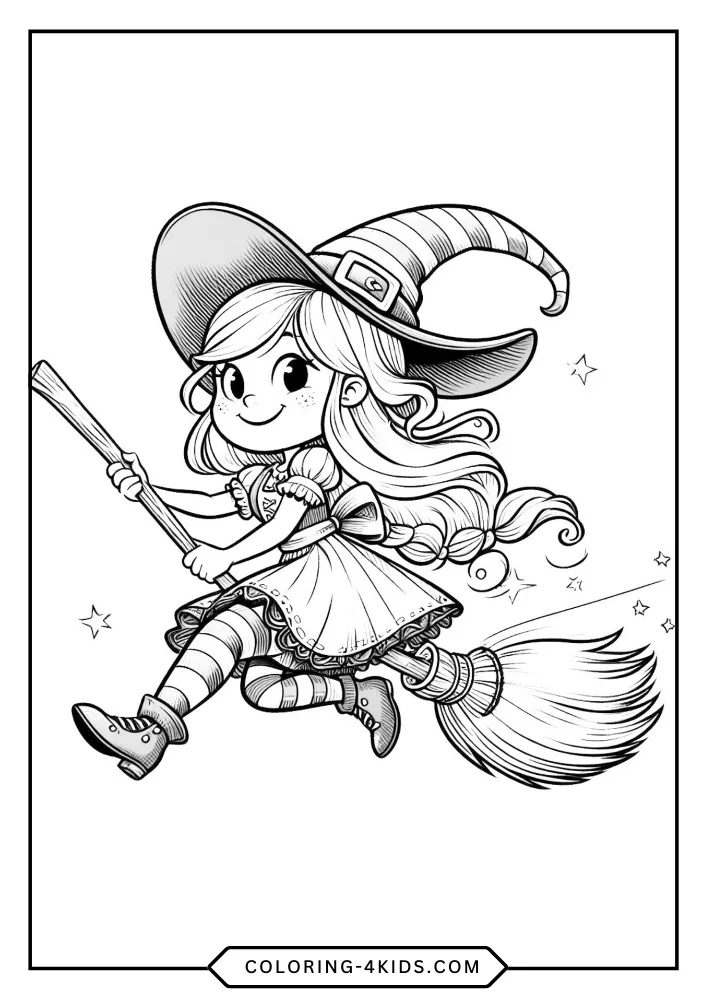 Cute Witch coloring book preview page 2