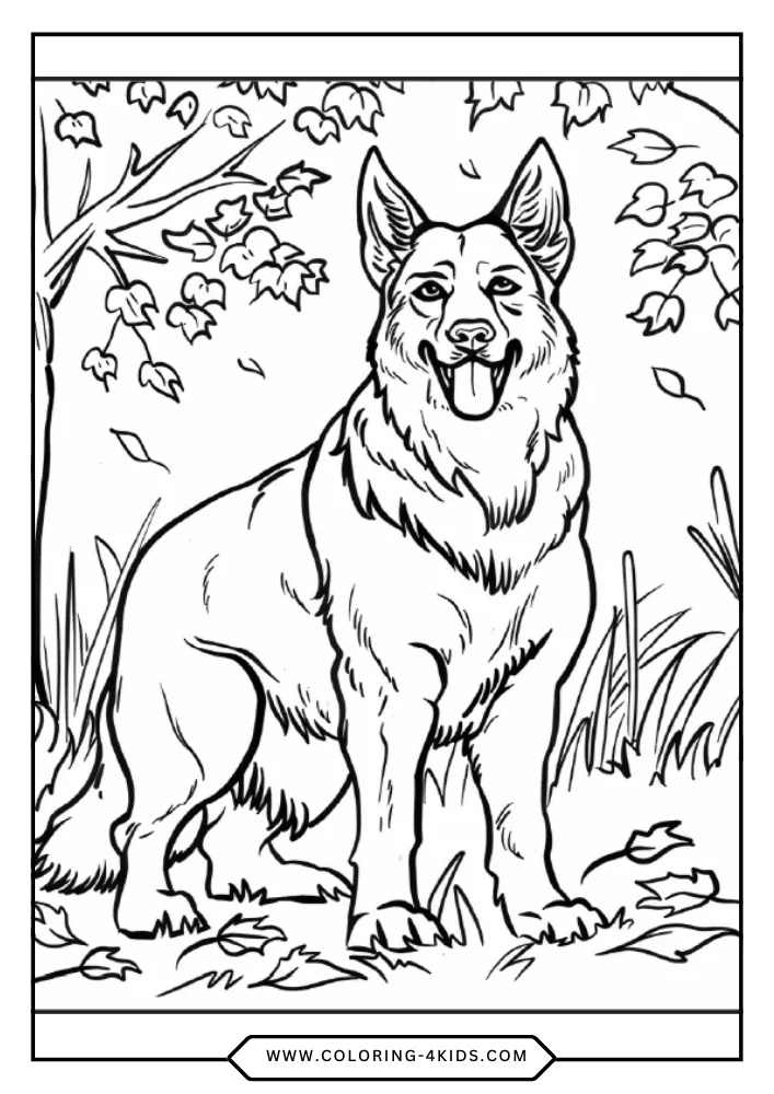 German Shepherd coloring book preview page 1