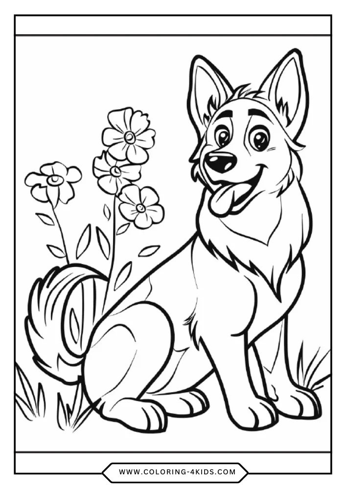 German Shepherd coloring book preview page 2
