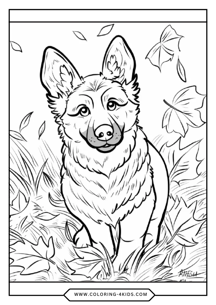 German Shepherd coloring book preview page 3