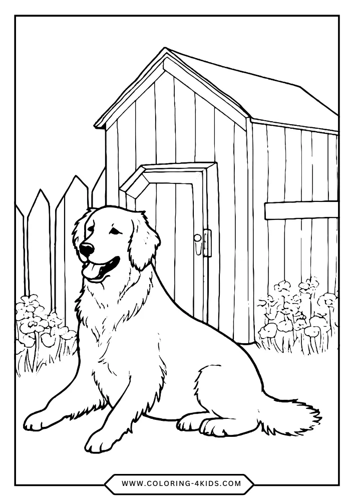 Golden Retriever coloring book preview page 1