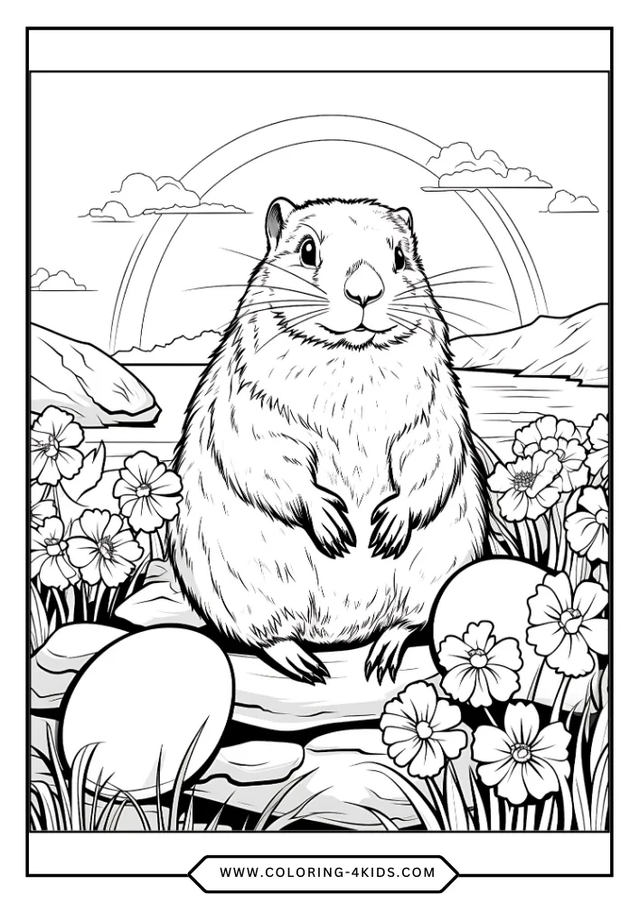 Groundhog coloring book preview page 4