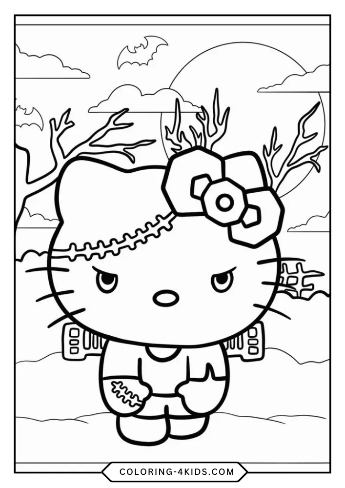 Halloween Hello Kitty coloring book preview page 3