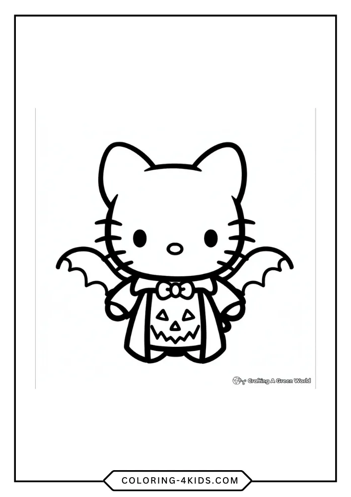 Halloween Hello Kitty coloring book preview page 4