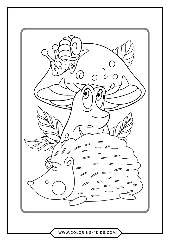 Hedgehog coloring book preview page 1