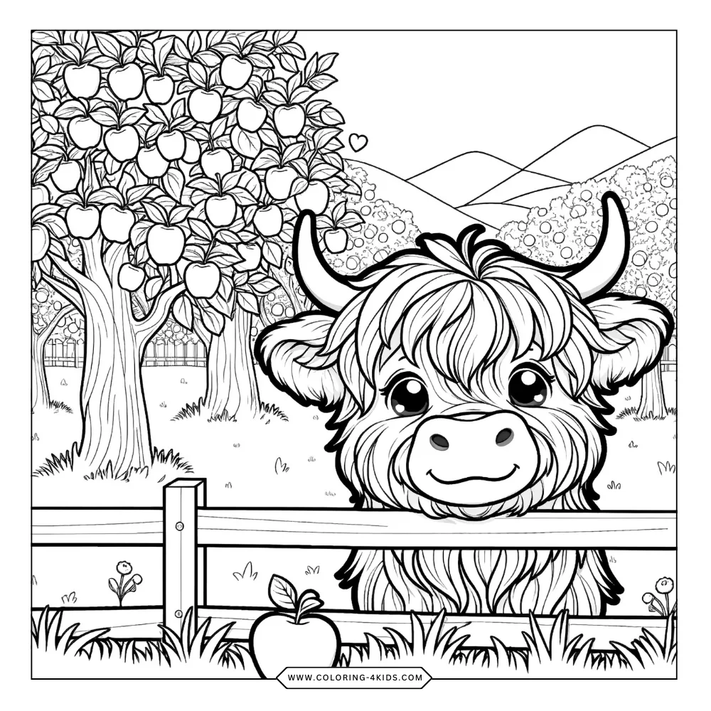 Highland Cow coloring book preview page 3
