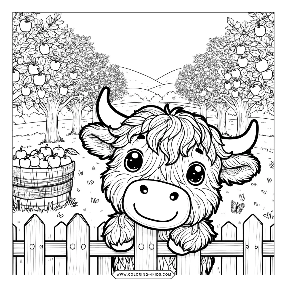 Highland Cow coloring book preview page 4