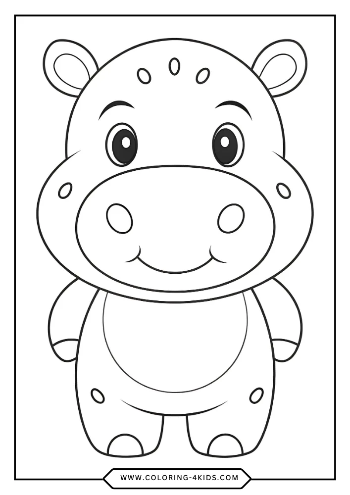 Hippopotamus coloring book preview page 1