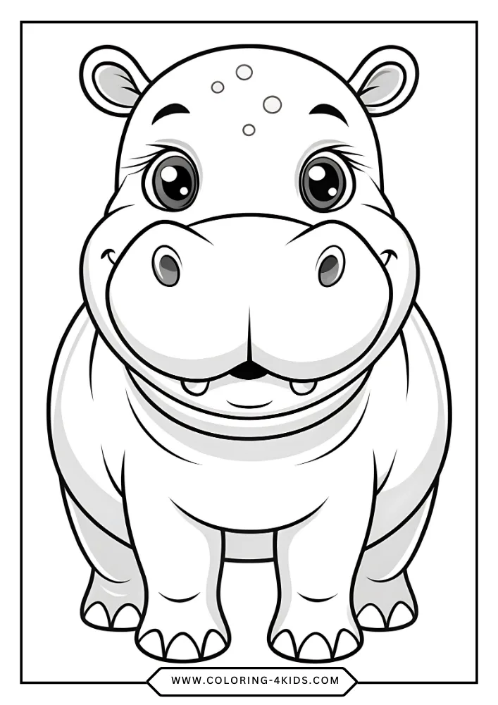 Hippopotamus coloring book preview page 4