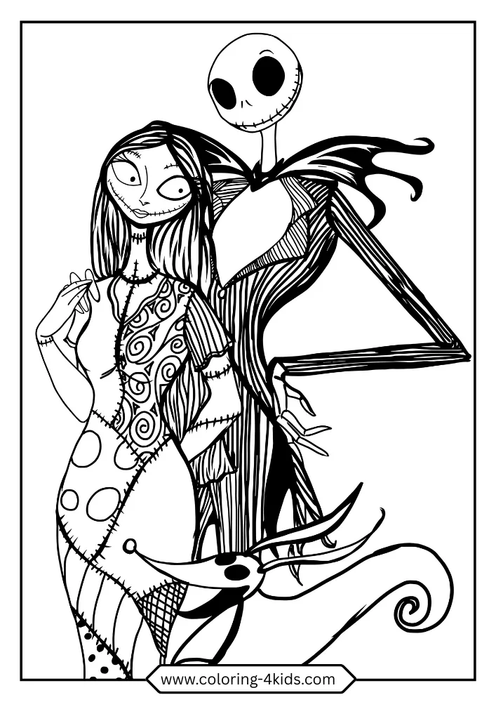 Jack & Sally coloring book preview page 1