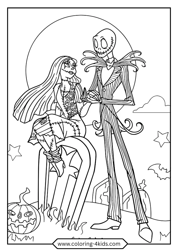 Jack & Sally coloring book preview page 3