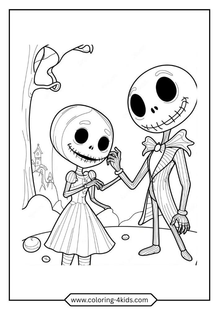 Jack & Sally coloring book preview page 4
