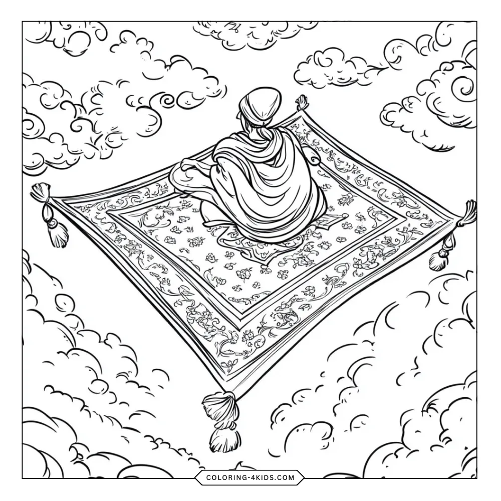 Jasmine & Aladdin coloring book preview page 4