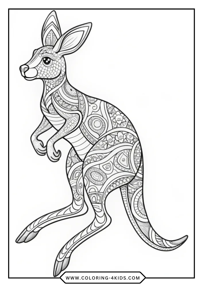 Kangaroo coloring book preview page 2