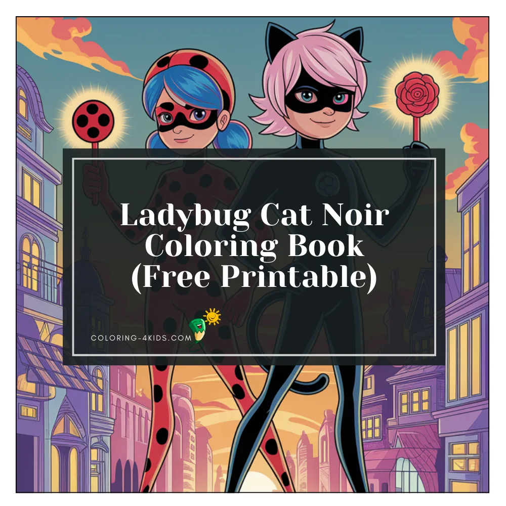 Ladybug & Cat Noir coloring book cover — free printable PDF