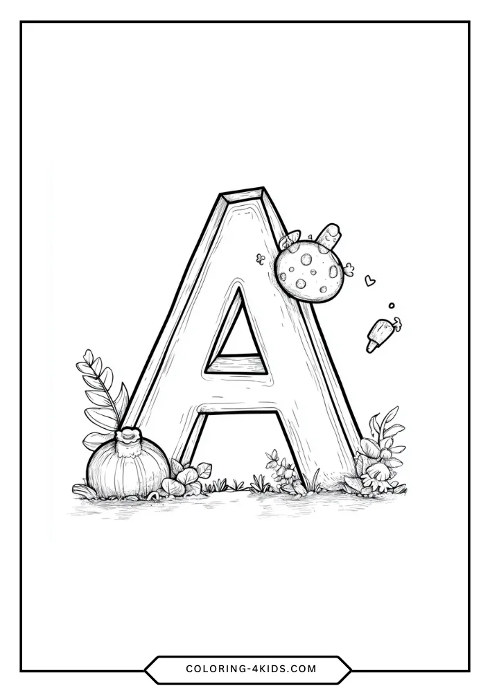 Letter A coloring book preview page 4