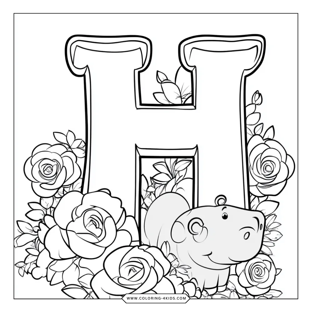 Letter H coloring book preview page 1