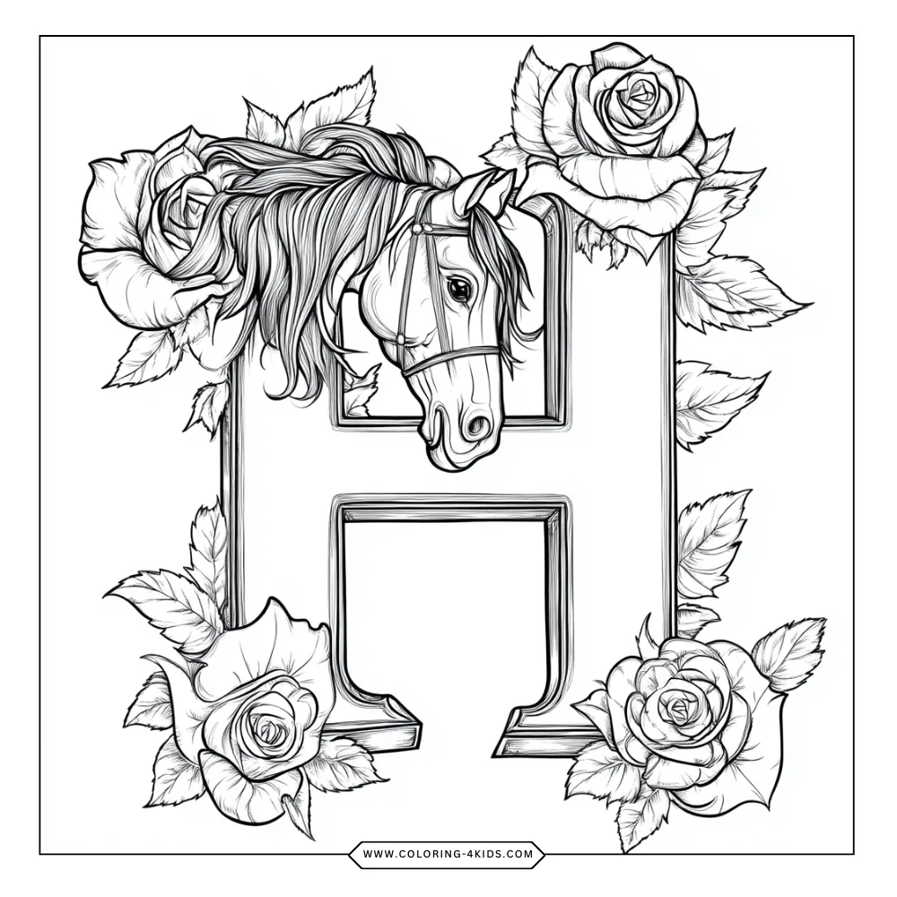 Letter H coloring book preview page 2