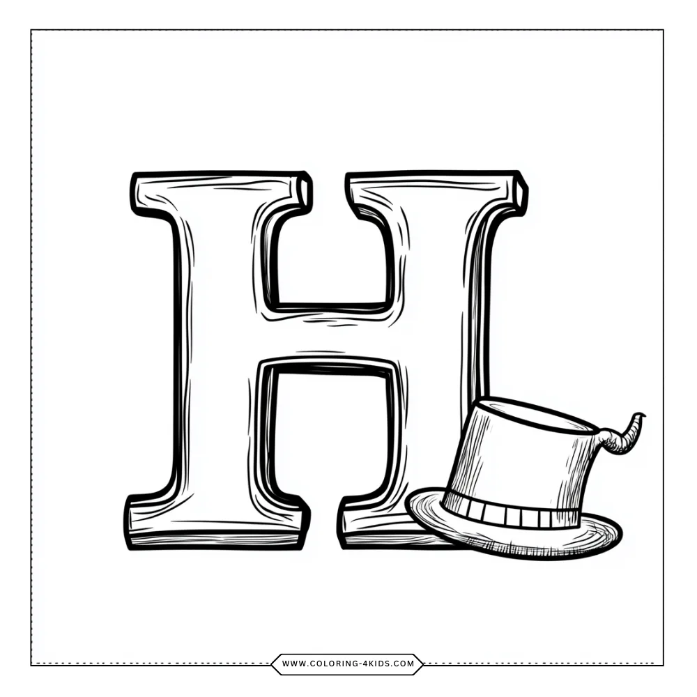 Letter H coloring book preview page 3