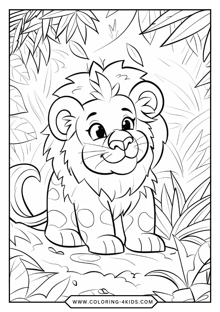 Lion coloring book preview page 1