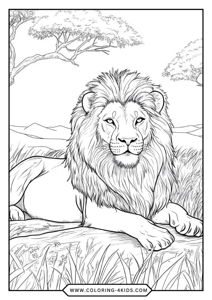 Lion coloring book preview page 4