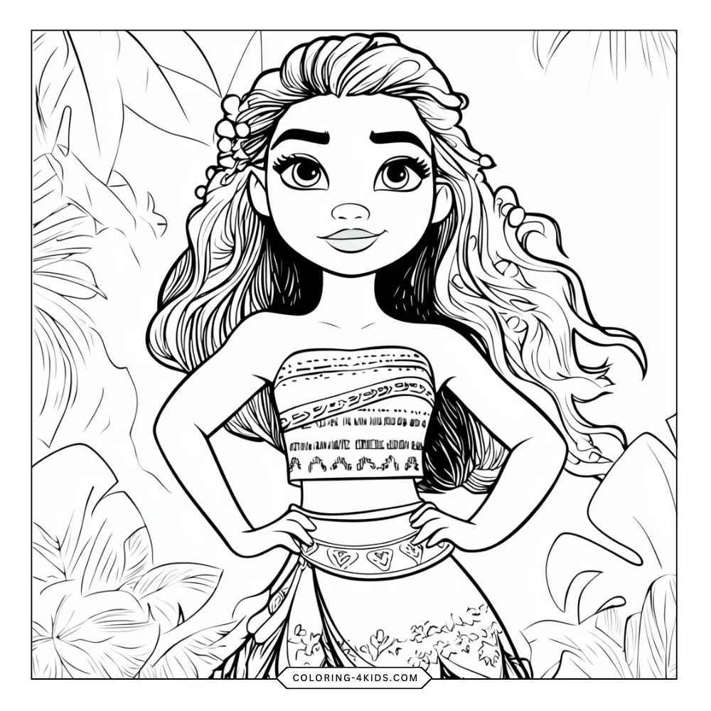 Moana coloring book preview page 1