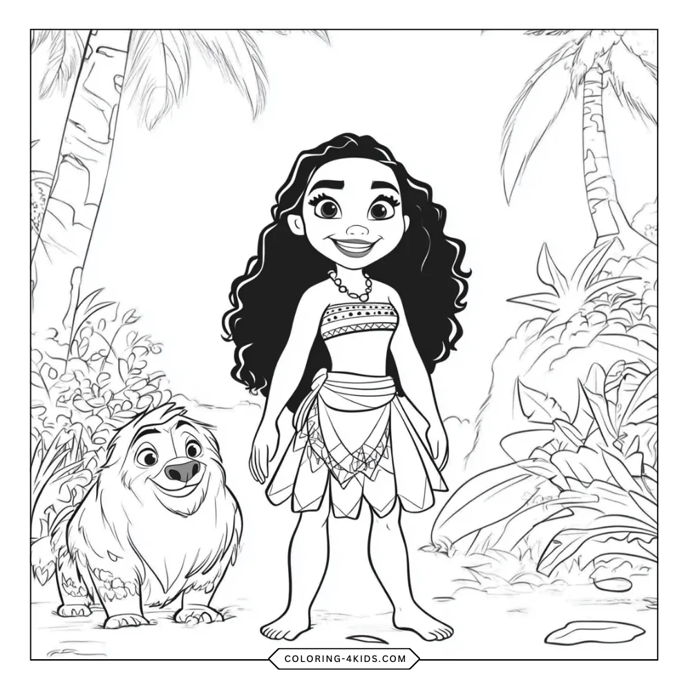 Moana coloring book preview page 4